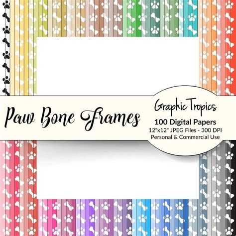 100 Paw Print Frames By Graphic Tropics