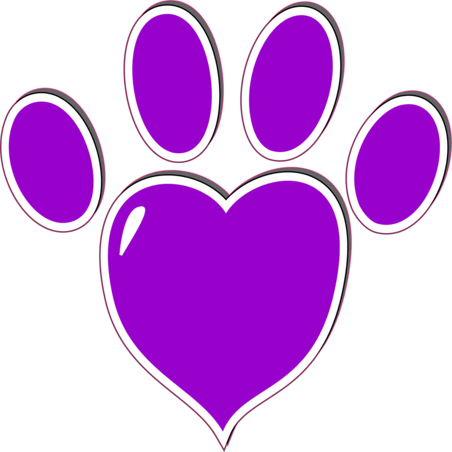 5In X 5In Purple Heart Paw Print Bumper Sticker Vinyl Vehicle Stickers