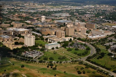 Aerial View Of The Texas A M Campus In College Station Texas Texas