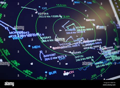 Air Traffic Control Radar Screen Of Aircraft Above Luton Airport Uk Stock Photo Alamy