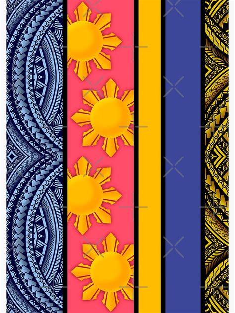 Amp Quot Pinoy Tribal Design Pattern Tattoo Filipino Textile Philippine Flag Sun Amp Quot Pin For Sale By