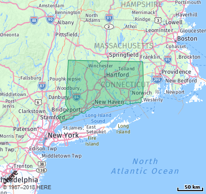 Connecticut Zip Codes Map