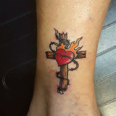 Cross With Heart Tattoo