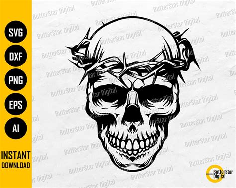 Crown Of Thorns Skull Svg Skeleton Svg Gothic Decal T Shirt Sticker