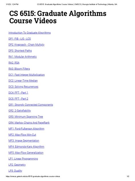 Cs 6515 Intro To Grad Algorithms Gt