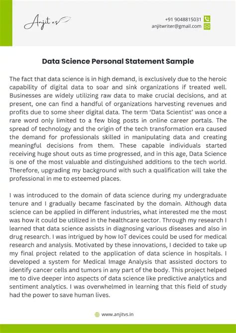 Data Science Personal Statement Sample And Examples 2023