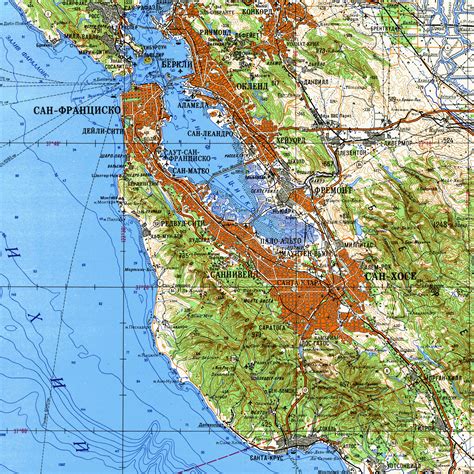 Detailed Cold War Era Soviet Military Map Of The San Francisco Bay Area 1980 Vivid Maps