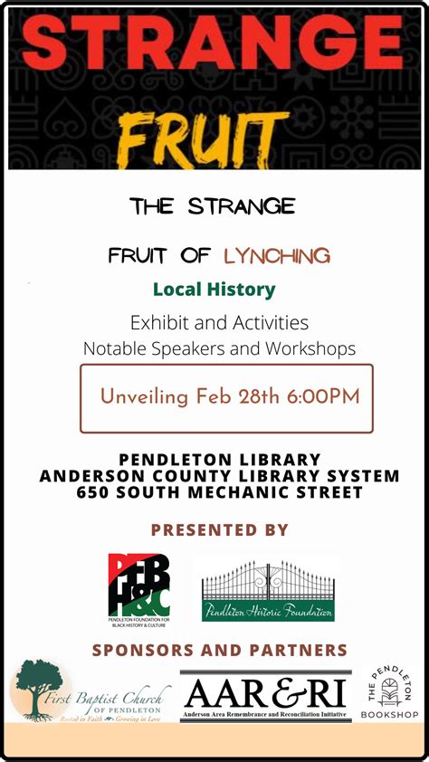 Event Lynching Statue Unveiling Pendleton Library Anderson Area