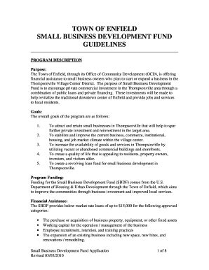 Fillable Online Enfield Ct Town Of Enfield Small Business Development