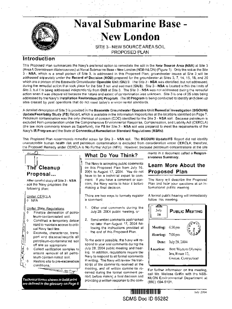 Fillable Online New London Submarine Base Epa Id Records Collections