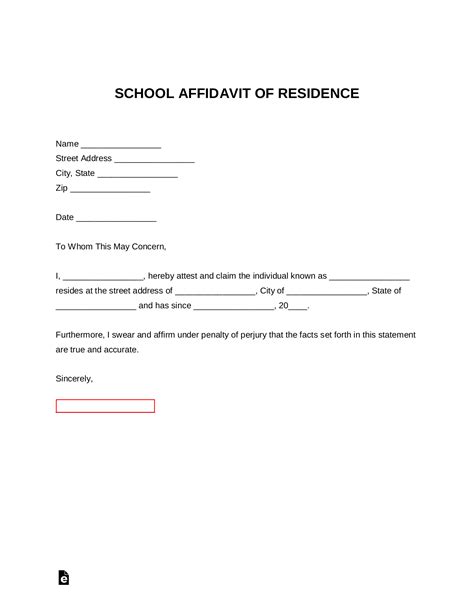 Free School Proof Of Residency Letter Pdf Word Eforms