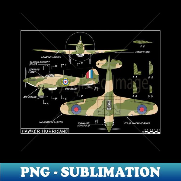 Hawker Hurricane British Ww2 Fighter Aircraft Diagram Gift Inspire