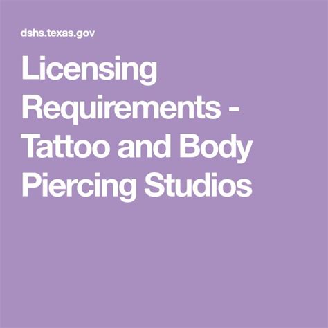 Licensing Requirements Tattoo And Body Piercing Studios Piercing