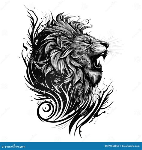 Lion Tattoo Ink Art Stock Illustration Illustration Of Font 271566052