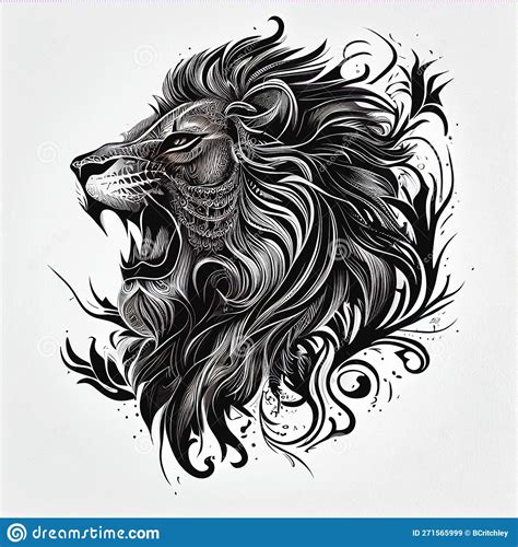 Lion Tattoo Ink Stock Illustration Illustration Of Animal 271565999