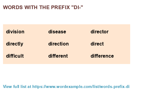 List Of Words With The Prefix Di