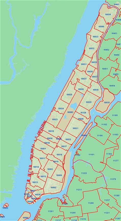 Manhattan Zip Code Map Nyc Code Postal De La Carte De Manhattan New