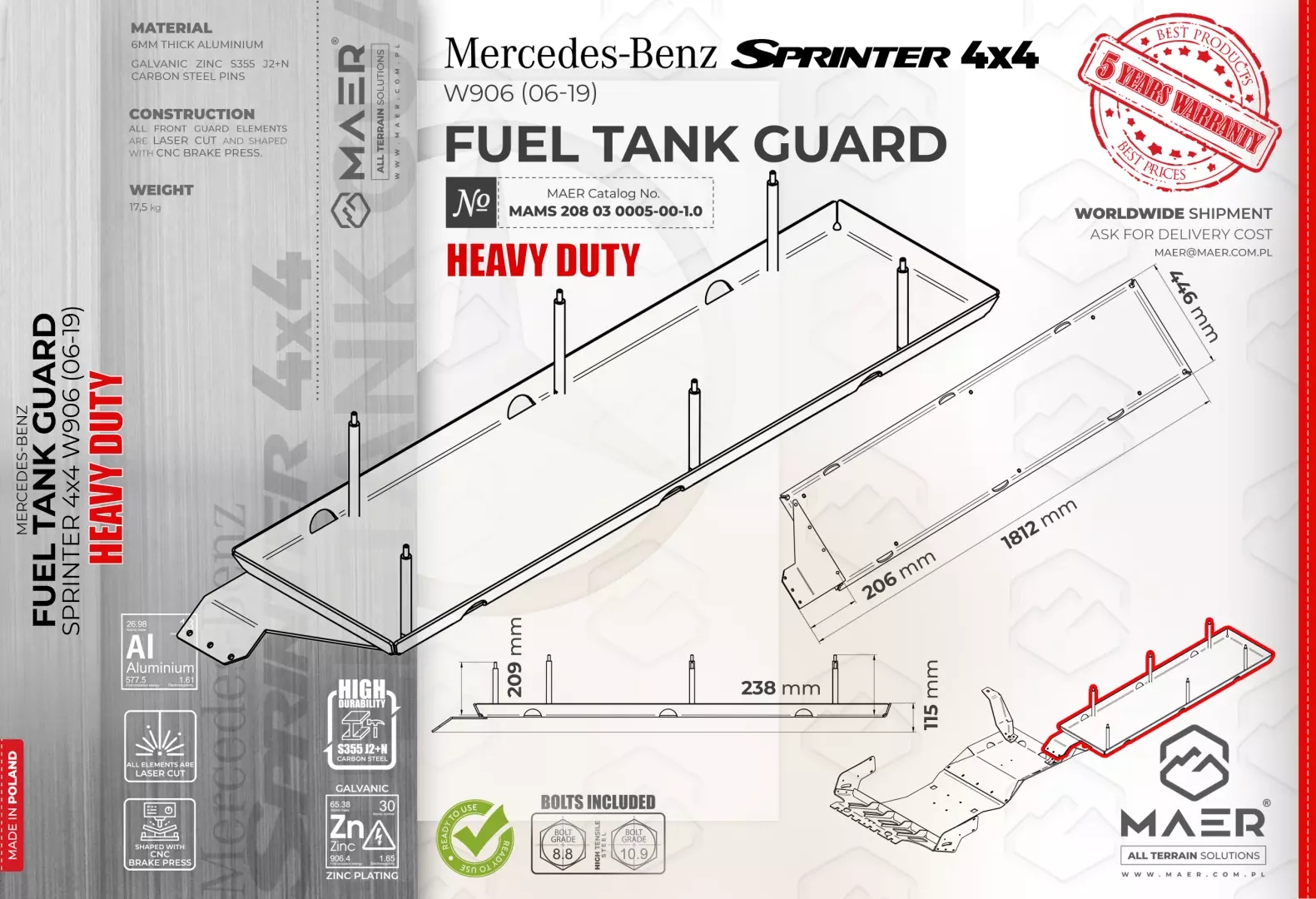 Mercedes Sprinter 4X4 Fuel Tank Guard Heavy Duty