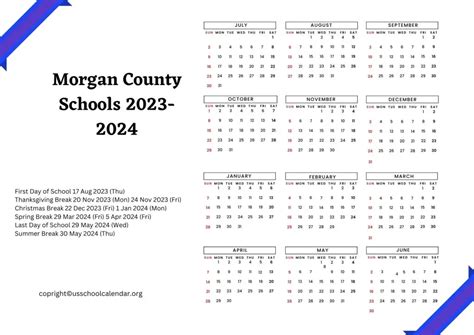 Morgan County Schools Calendar With Holidays 2023 2024