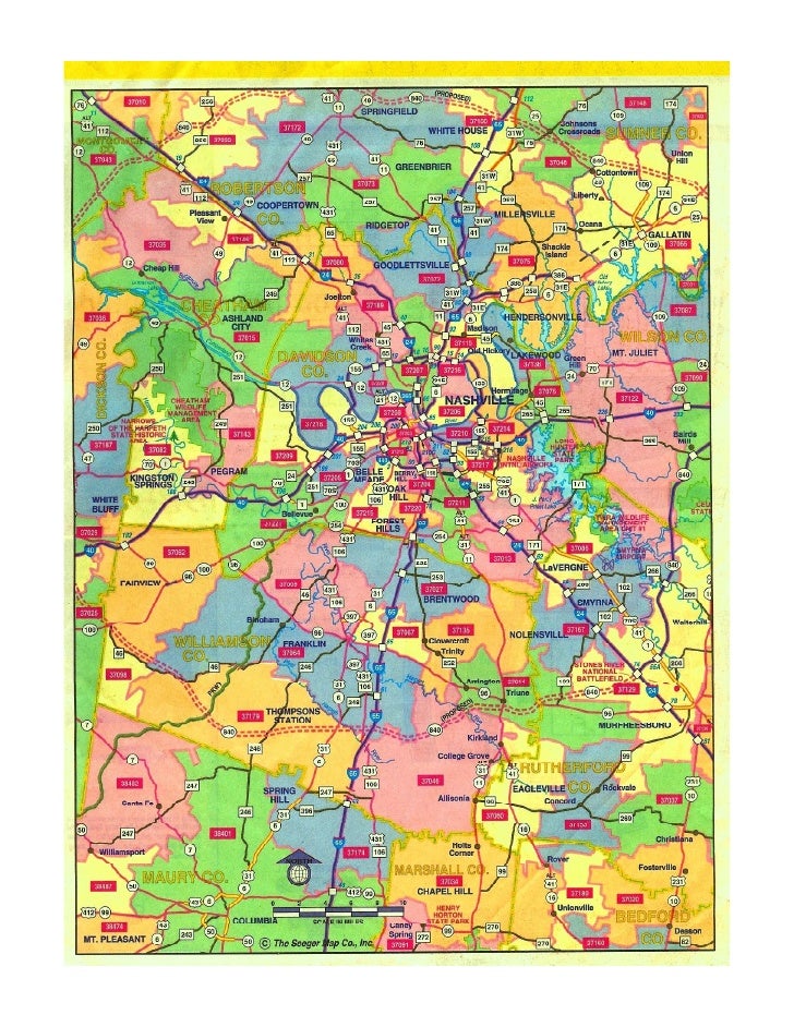 Nashville Zip Codes Map United States Map