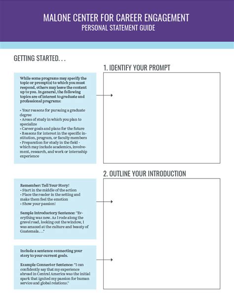 Personal Statement Guide Worksheet Katiecareer Virtual Career Center