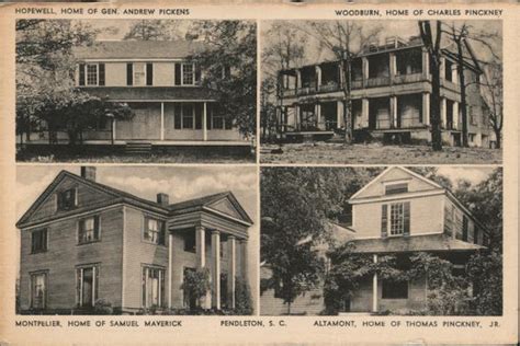 Plantation Houses Of Pendleton South Carolina Postcard