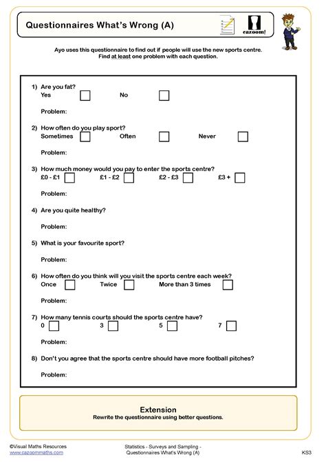 Questionnaires What S Wrong A Worksheet Printable Pdf Worksheets