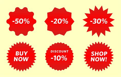 Red Shopping Labels Collection Discount Labels Buy Now And Shop Now