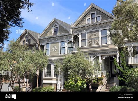 San Francisco Victorian Row Houses In Western Addition Neighborhood