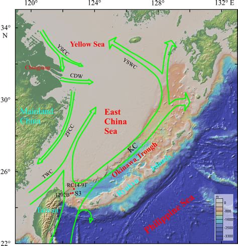 Schematic Map Of The Okinawa Trough And Sampling Location Of Core