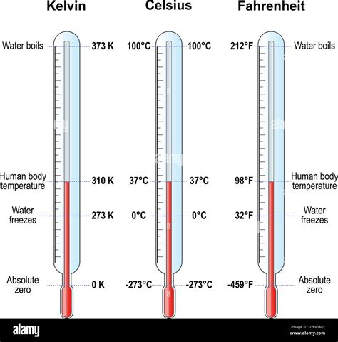 Temperature Scales Celsius Fahrenheit And Kelvin Thermometers