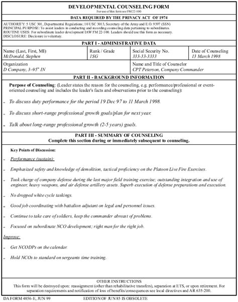 Template Example For Performance Professional Growth Counseling