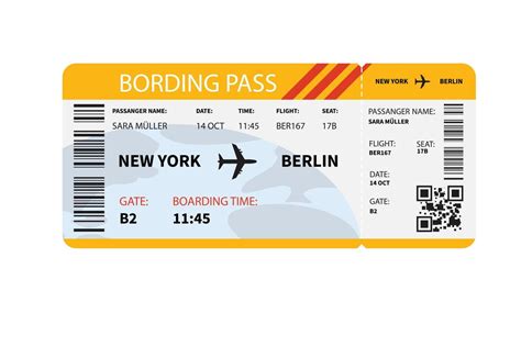 Template Of A Boarding Ticket Flight From New York To Berlin 21836444 Vector Art At Vecteezy