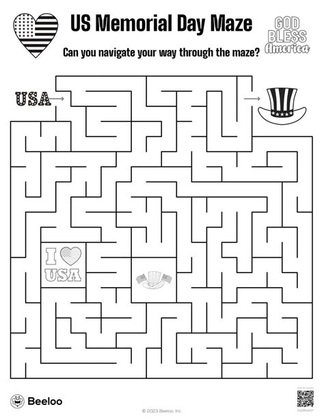 Us Memorial Day Maze Beeloo Printable Crafts For Kids Dqo8npkgy