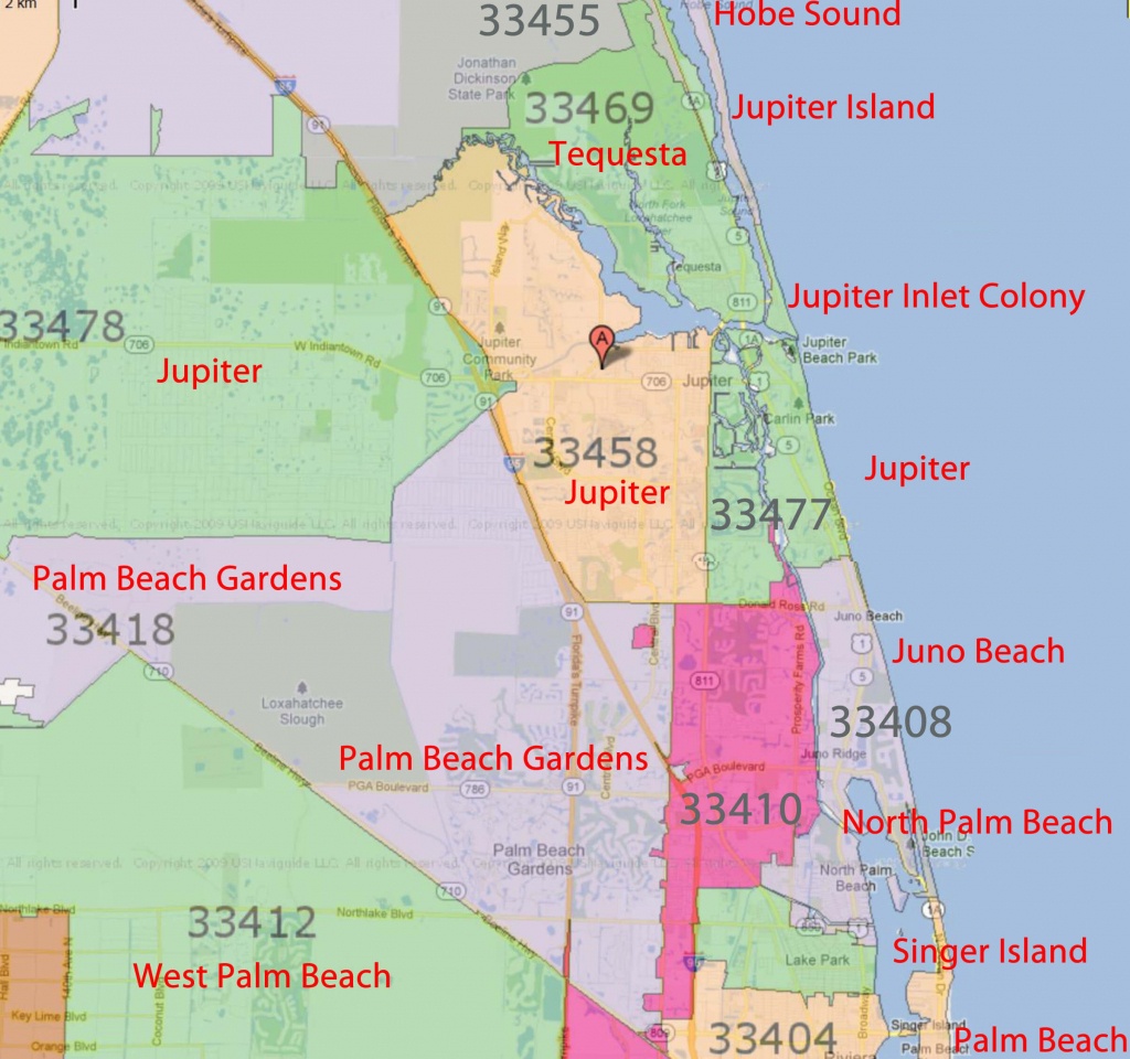 West Palm Beach Florida Zip Code Wall Map Red Line Style By Marketmaps