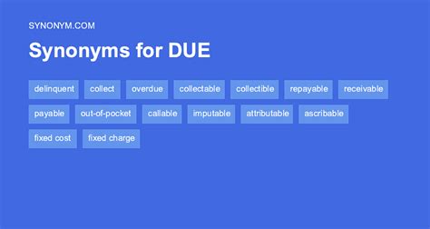 What Is Another Word For Due Due Synonyms Antonyms And Sentences